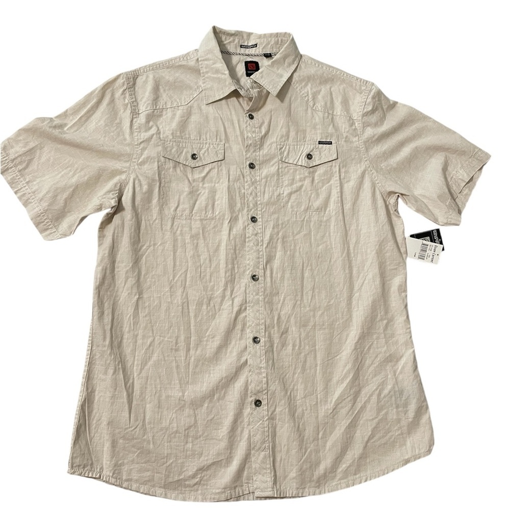 Ocean Current Shirt Mens Large Cream Short Sleeve Button Up Pockets